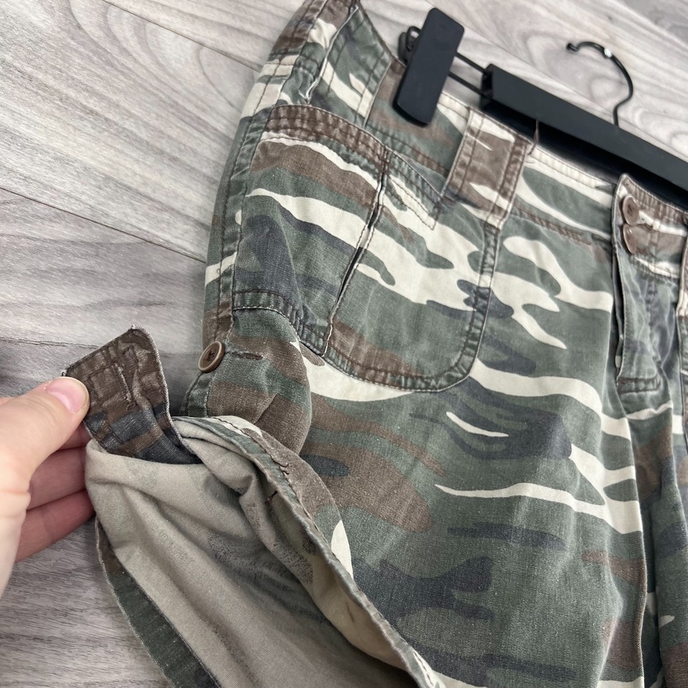 Vintage Havana‎ Cargo Shorts Women's Large Green Camo Cotton Low-Rise Button-Fly - Picture 8 of 16